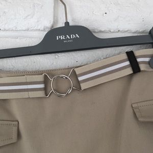 Prada Khaki red label belted skirt